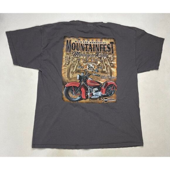 Mountainfest Bikers 2016 Motorcycle Rally West Virginia T-shirt Men XL Gray - Picture 1 of 7
